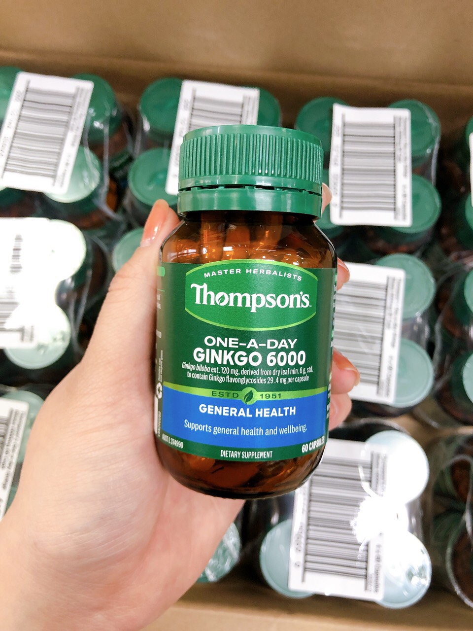 Viên uống bổ não tuần hoàn máu não Thompson's Ginkgo 6000mg 60 viên của Úc