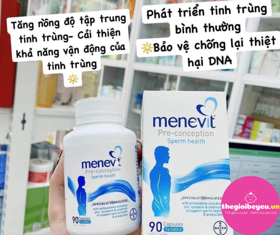 Menevit Úc 90 viên tăng chất lượng tinh trùng, hỗ trợ sinh sản nam giới